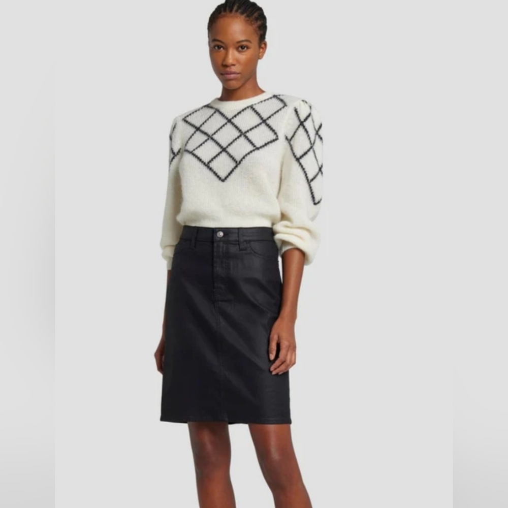 NWT 7 for All mankind coated black pencil skirt